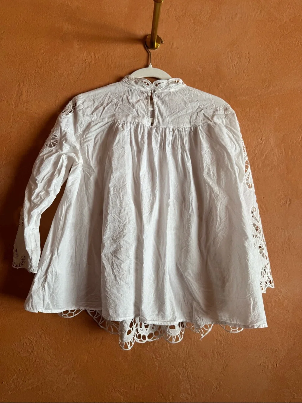 Harlyn White Cotton Eyelet Lace Boho Blouse Top Small - Picture 6 of 8